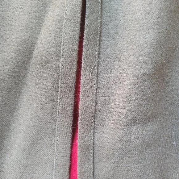 Vintage French Wool Skirt Olive Red Pencil, sz 2 - Picture 7 of 14